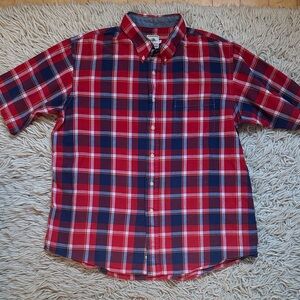 Pendleton Surf Light Cotton Red and Blue Plaid Button Shirt Size XXL